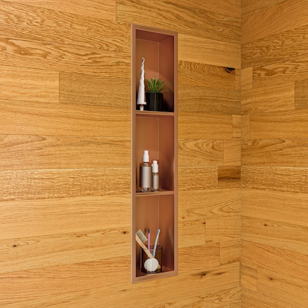 Alfi Brand 8" x 36" Brushed Copper PVD Stainless Steel Triple Shelf Shower Niche ABNP0836-BC